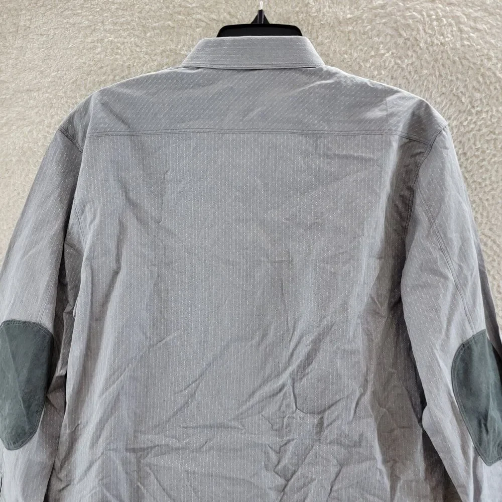 7 Diamonds Button Up Shirt Men's L Gray with Elbow Pads Collared Long Sleeves - Picture 13 of 15